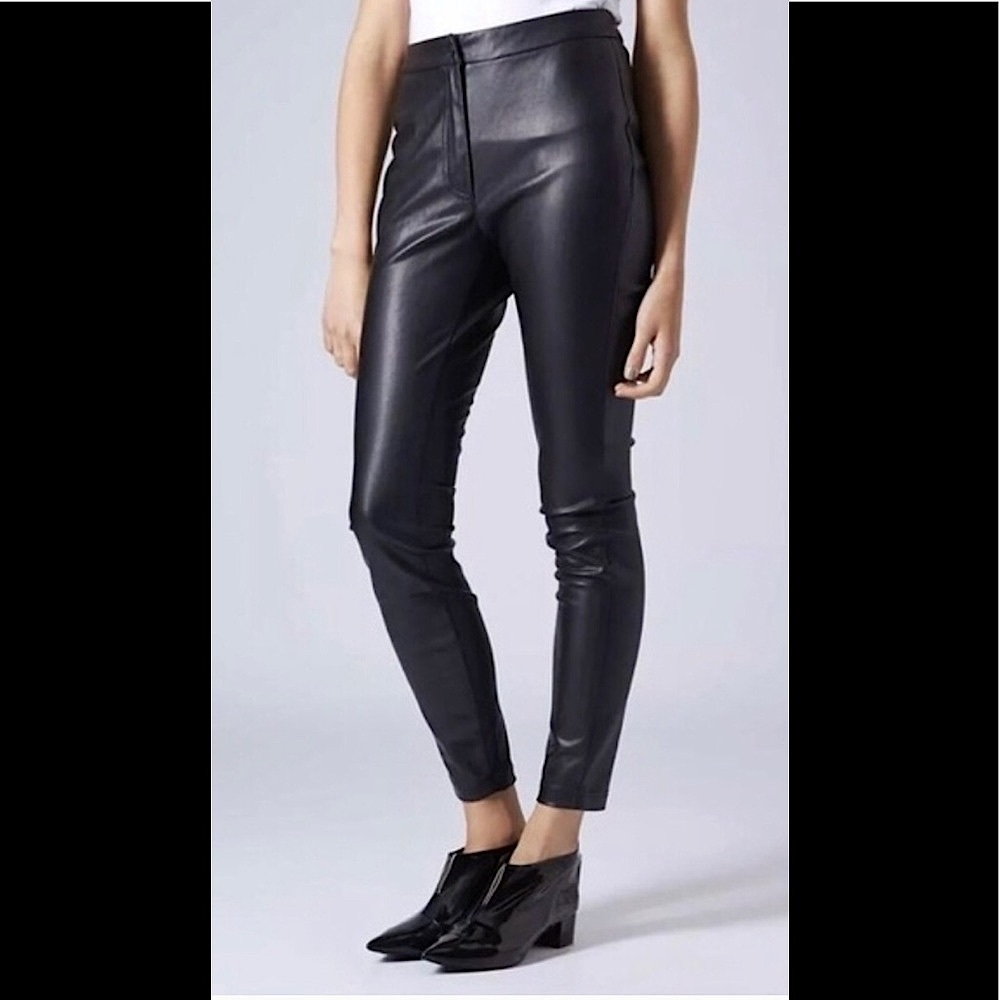 Topshop Black Faux Leather Pants size6